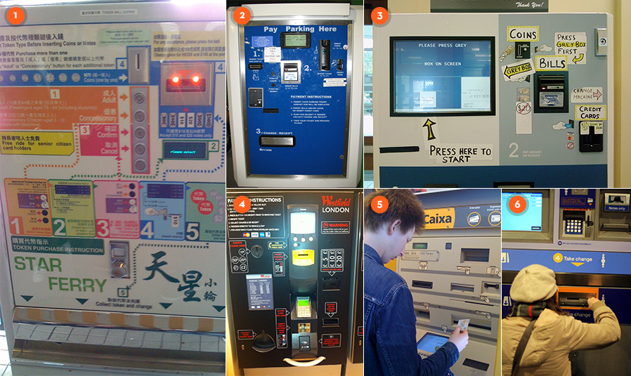 Examples of usability issues with ticket machines and ATMs around the world