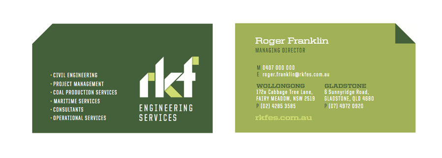 Business card front and rear views