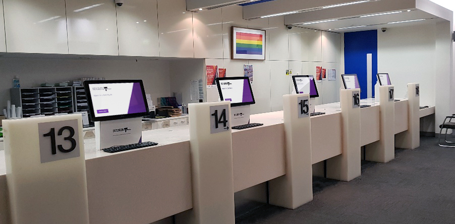 The kiosks installed on-site at the Registry of Births Deaths and Marriages in Melbourne